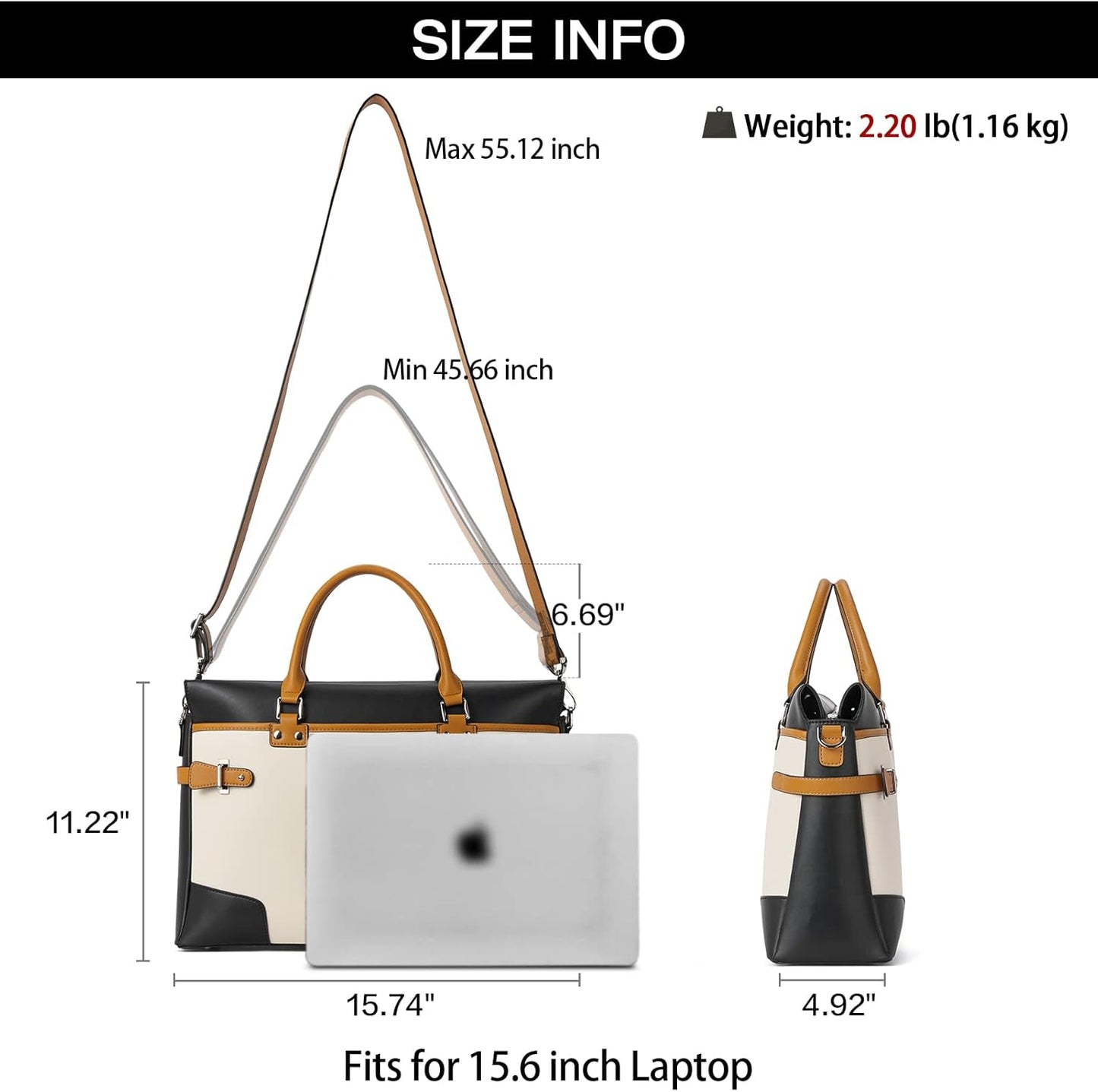 BOSTANTEN Briefcase for Women Leather Laptop Bag 15.6 inch Computer Messenger Office Business Work Tote