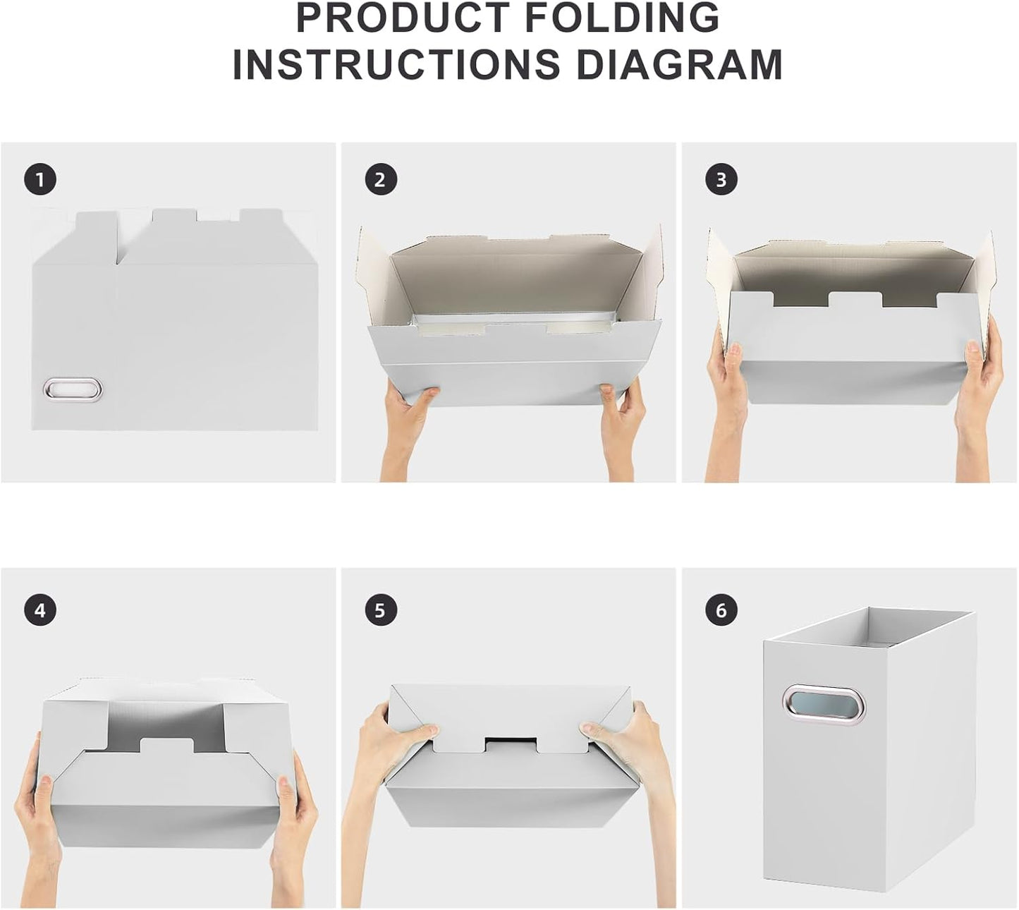 Oterri File Organizer, 4 Packs Small Storage Box, Cardboard File Folder Organizer, Collapsible File Box for Hanging File Folders Letter Size, Portable Filing Organizer with Handle (Grey)