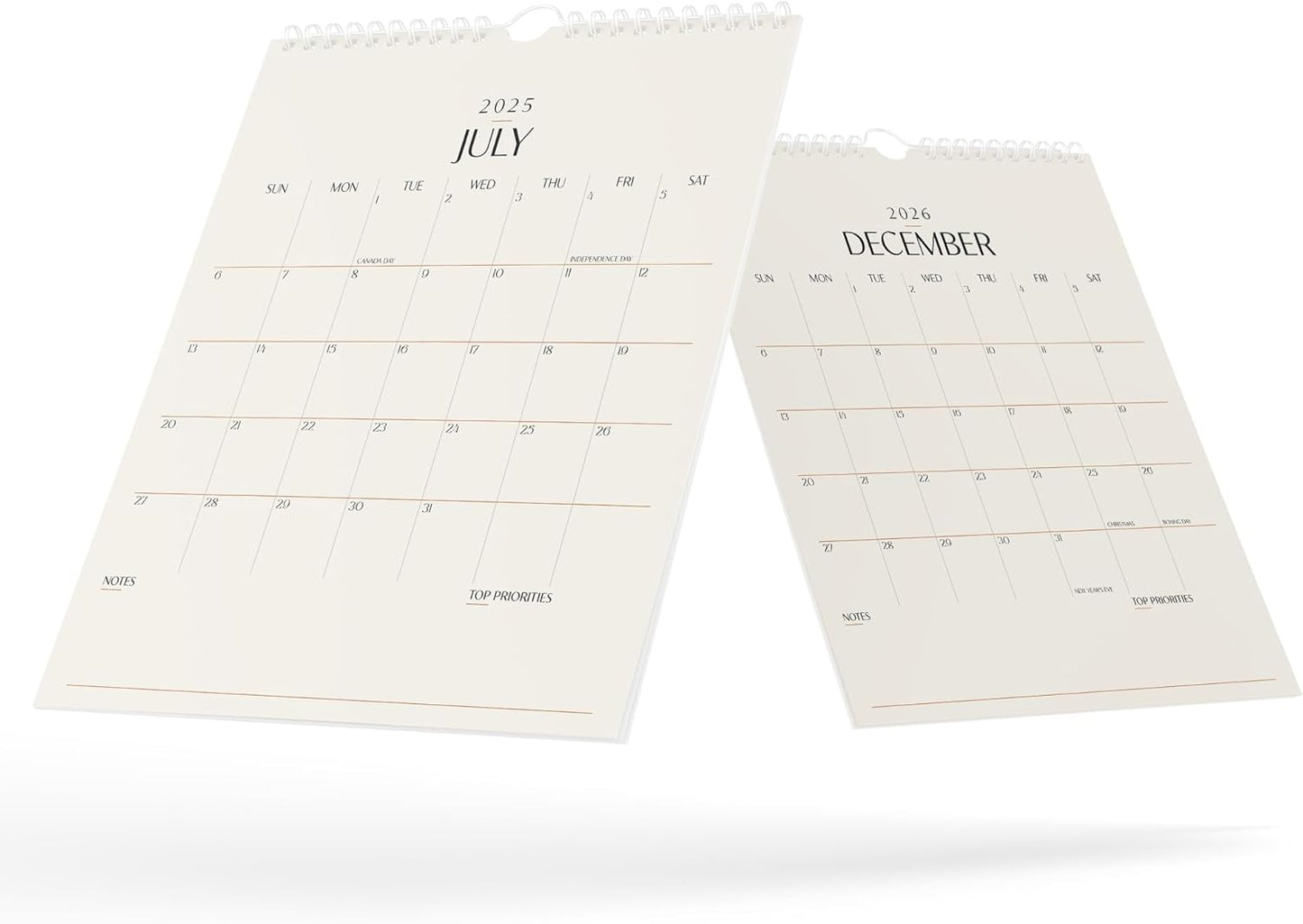 Karto Wall Calendar 2025-2026 - Vertical 8.5x11 inch July 2025 to December 2026 - Boost Your Productivity and Easy Planning with the Aesthetic Monthly Calendar - Beige