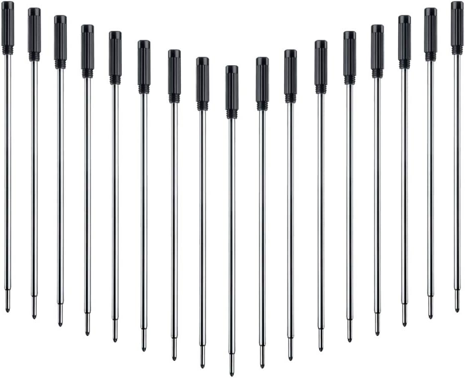 DunBong Black Ink Refill Pack of 5, Replaceable Ballpoint Pen Refills, Medium Point Metal Refill (Black)