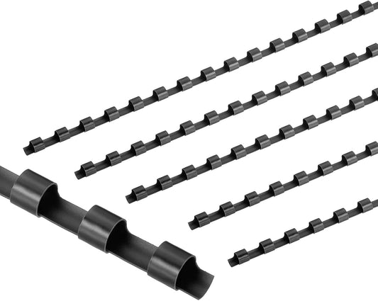 PATIKIL 6mm (1/4") Plastic Binding Combs, 100 Pcs 21 Rings Comb Binding Spines 20 Sheet Capacity Letter Size for Binding Paper Sheets, Black