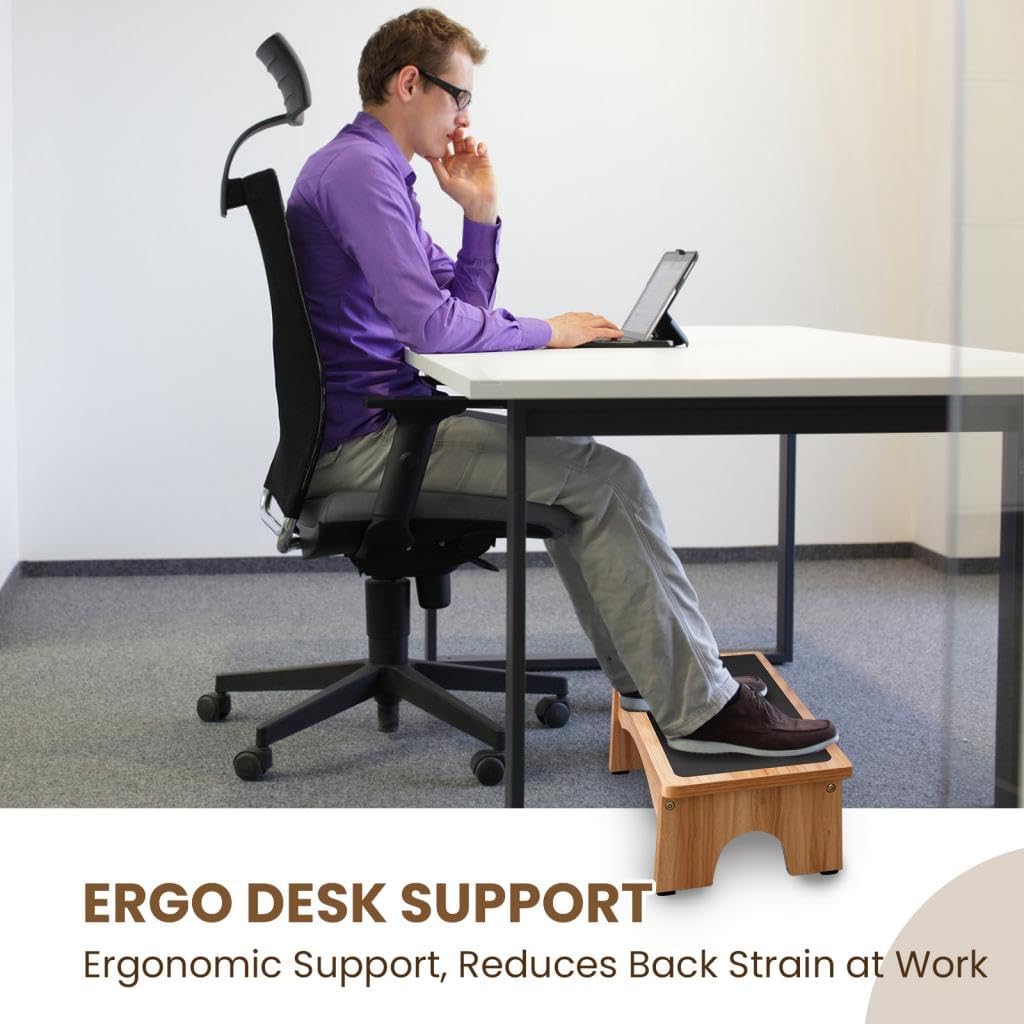 StrongTek Adjustable Foot Rest for Under Desk, 3-Level Adjust Incline, 7" Step Stool for Kids Adults, Ergonomic Foot Stool Relieves Swelling, One Step Stool with Non-Slip Surface for Home and Office