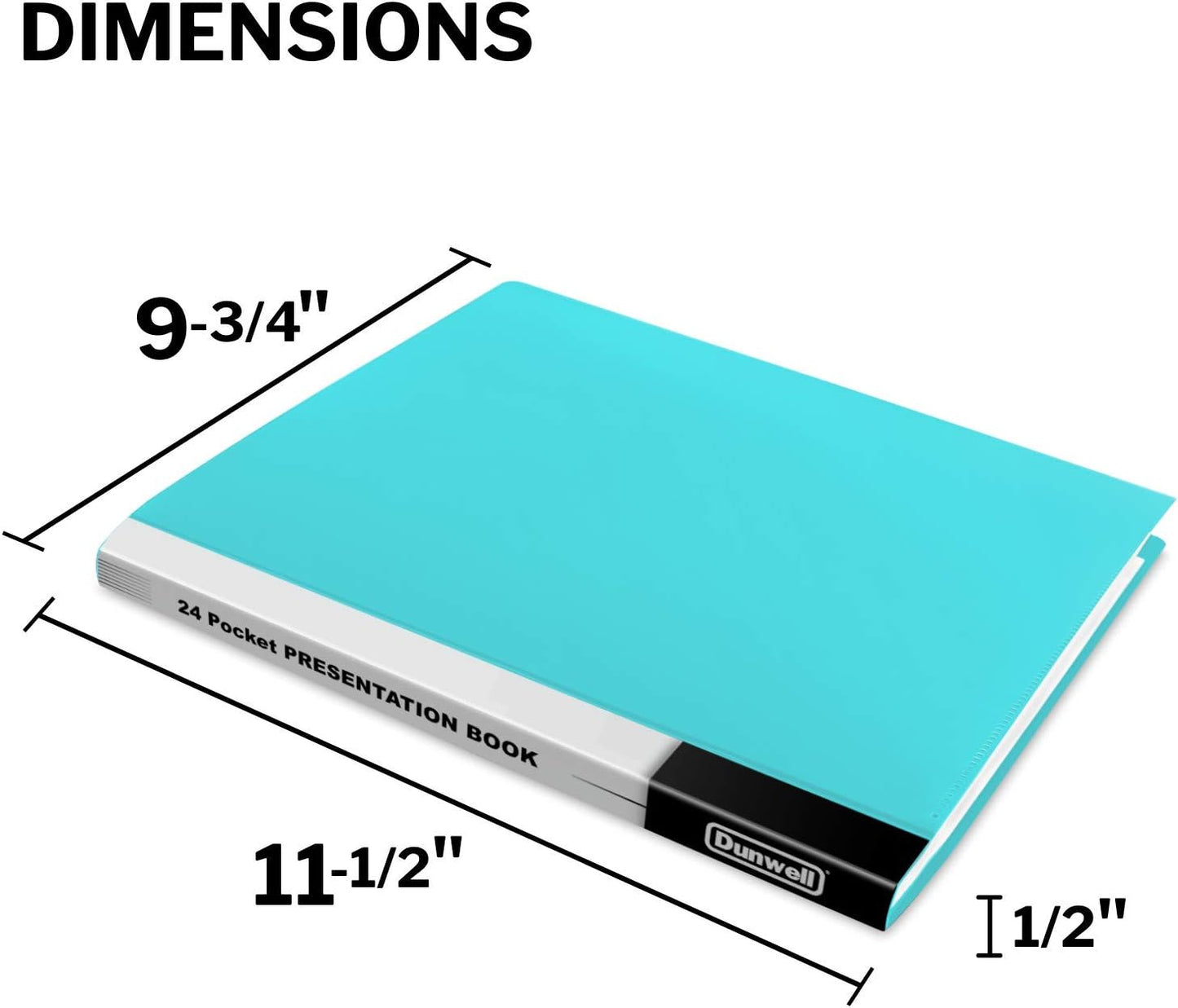 Dunwell Presentation Binder 24-Pocket, Displays 48 Pages, 8.5x11 Portfolio Binder with Plastic Sleeves, Storage and Organizer for Documents, Certificates, Projects, Photos (Aqua)