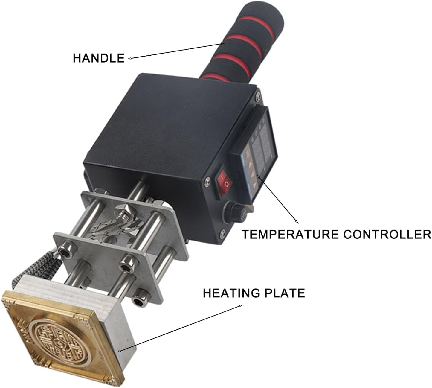 Embossing Machine, 110V 500W Handheld Portable Hot Stamping Branding, Machine Heat Press Digital Leather Tool, Paper Wood Custom Logo Food Foil Stamp Printer (Precise Location 5-7cm)