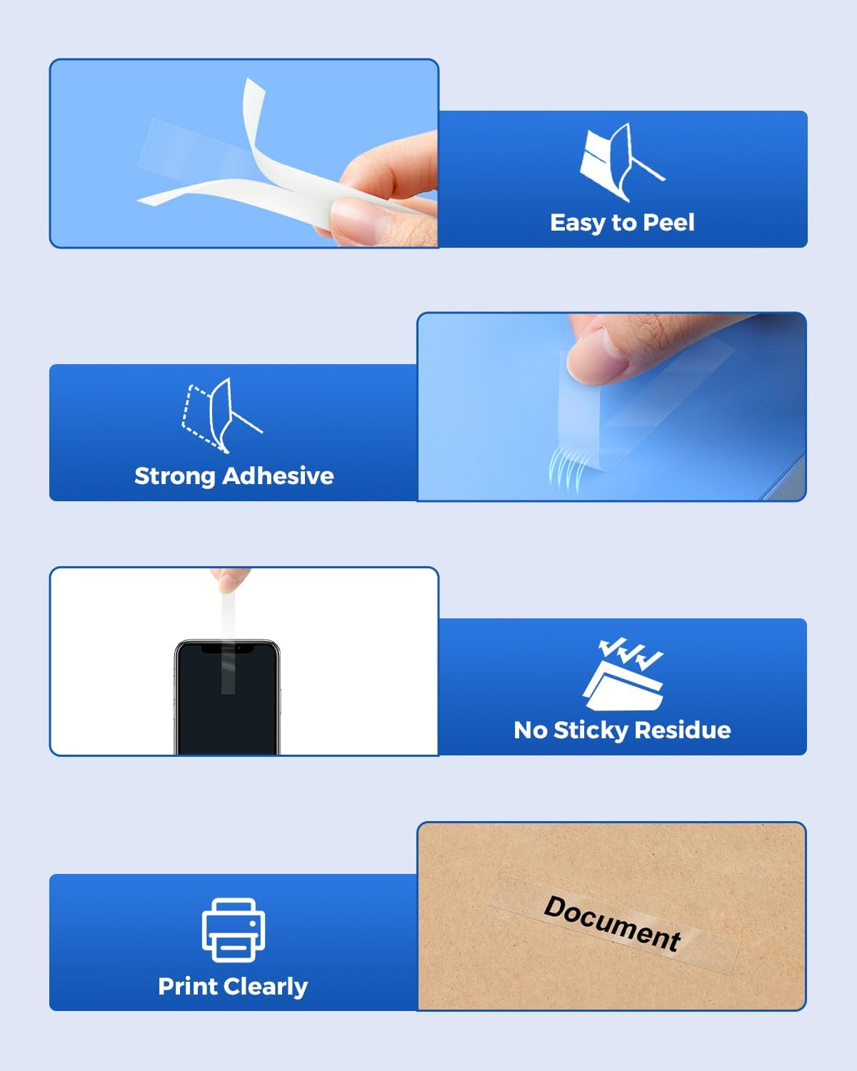 Tze111 6mm 0.23" Laminated Clear Tape Compatible for Brother 6mm Label Tape Tze-111 Tz-111 P Touch Tz Tze 6mm 1/4" Black on Clear Label for PTH110 PTD210 PT-D220 PTD400 PT-D610BT, 4-Pack