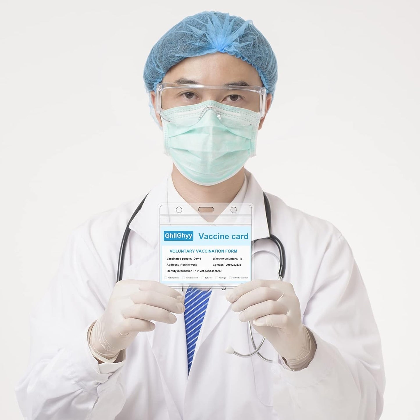 100PCS Thick Horizontal ID Cards Holder 4.52x4.13 Inchs Vaccination Card Holder Protector Clear PVC Sleeve Business Card Badge Holder with Waterproof Type Resealable Zip