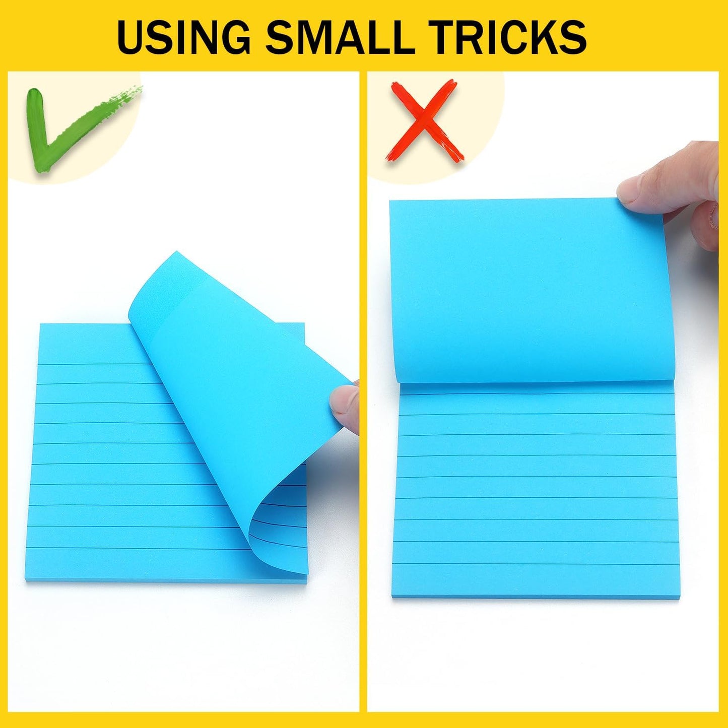 Eastern Wolf 8 Pads Lined Sticky Notes 4x4 Sticky Notes with Lines Self-Stick Note Pads 8 Bright Multi Colors, 50 Sheet/Pad