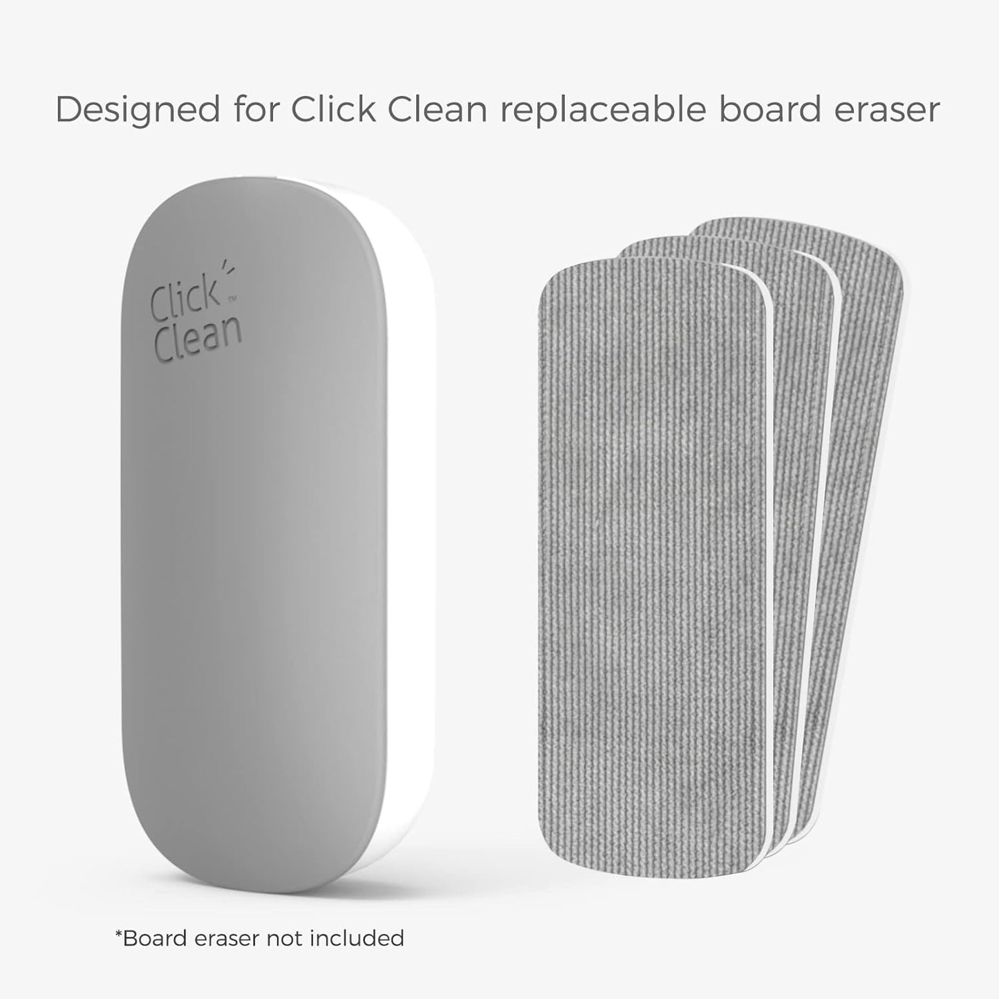 Click Clean 6-Pack Replaceable Felt Pads, Magnetic Whiteboard Eraser Felt Pads, Designed for Click Clean Replaceable Dry Erase Board Eraser, Intended for Classroom, Home and Office Use