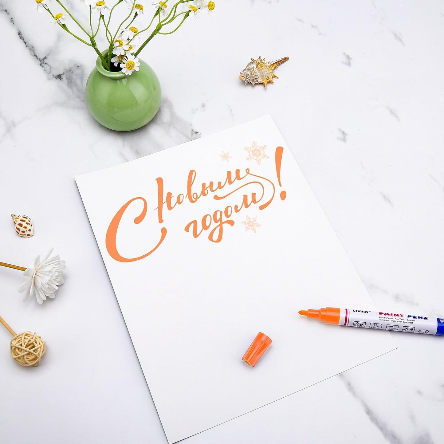 Paint Markers, 12 Pack Oil-Based Waterproof Quick Dry Permanent Paint Pen Set for Rocks Painting, Wood, Fabric, Plastic, Canvas, Glass, Mugs, Metal, Tire, Stone, DIY Craft