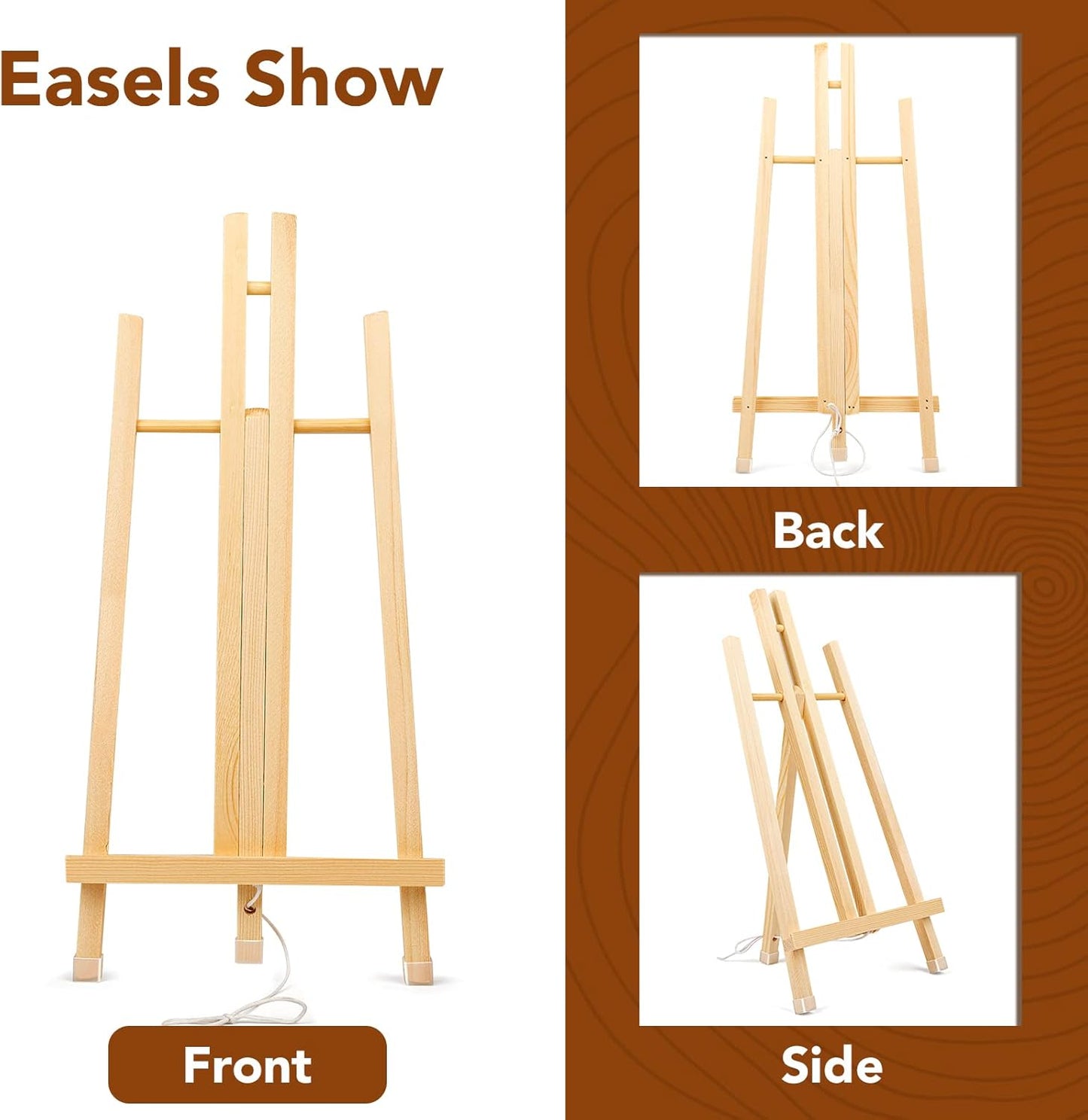 AROIC 8 Pack 15 Inch Wood Easels, Easel Stand for Painting Canvases, Art, and Crafts, Tripod, Painting Party Easel, Kids Student Table School Desktop, Portable Canvas Photo Picture Sign Holder.