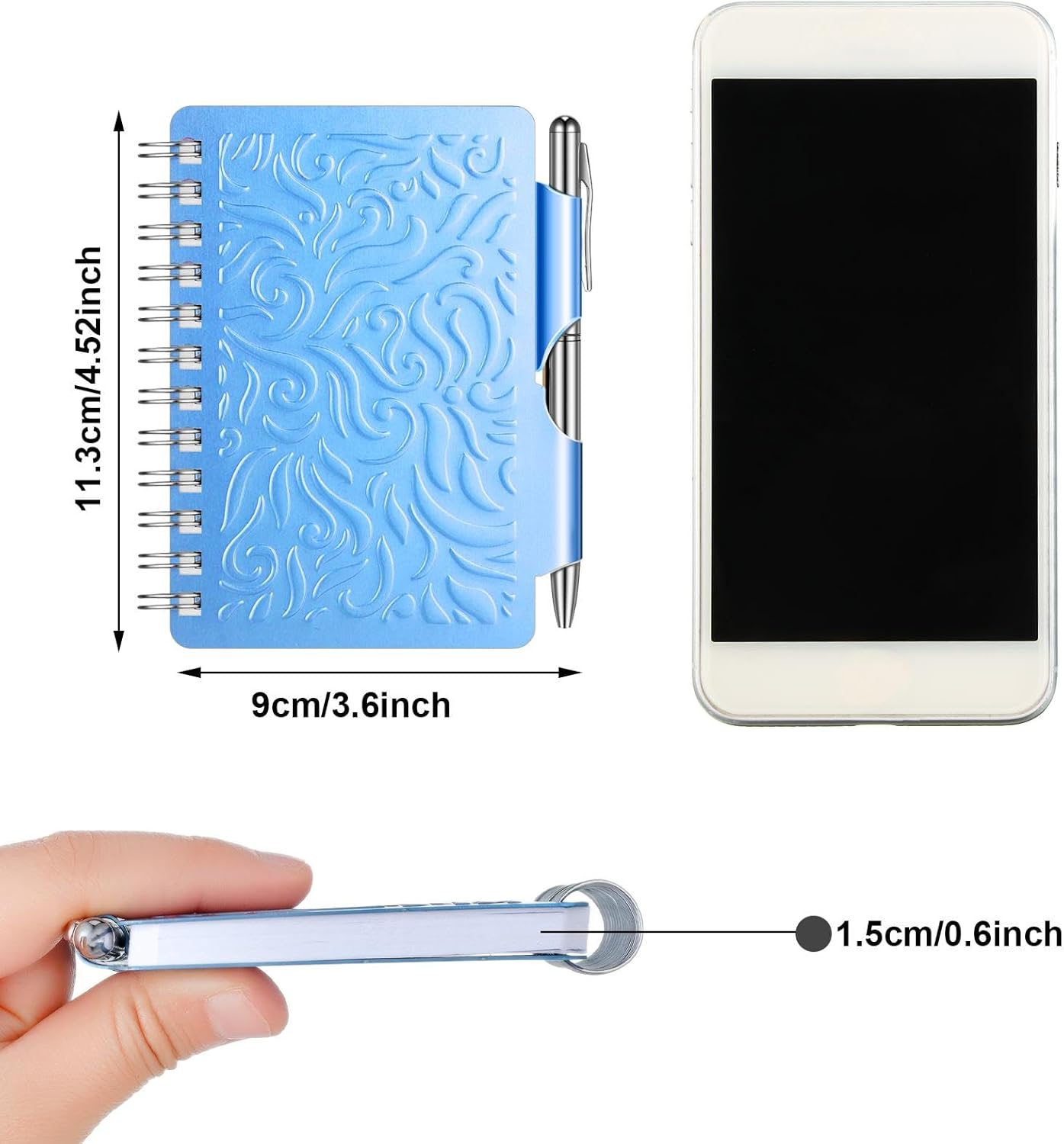 Zonon 2 Pcs Mini Password Book with Alphabetical Tabs Metal Password Keeper Book Portable Organizer Elegant Mandala Pattern Notebook with Pen, Spiral Bound for Information(Blue, Rose Red)
