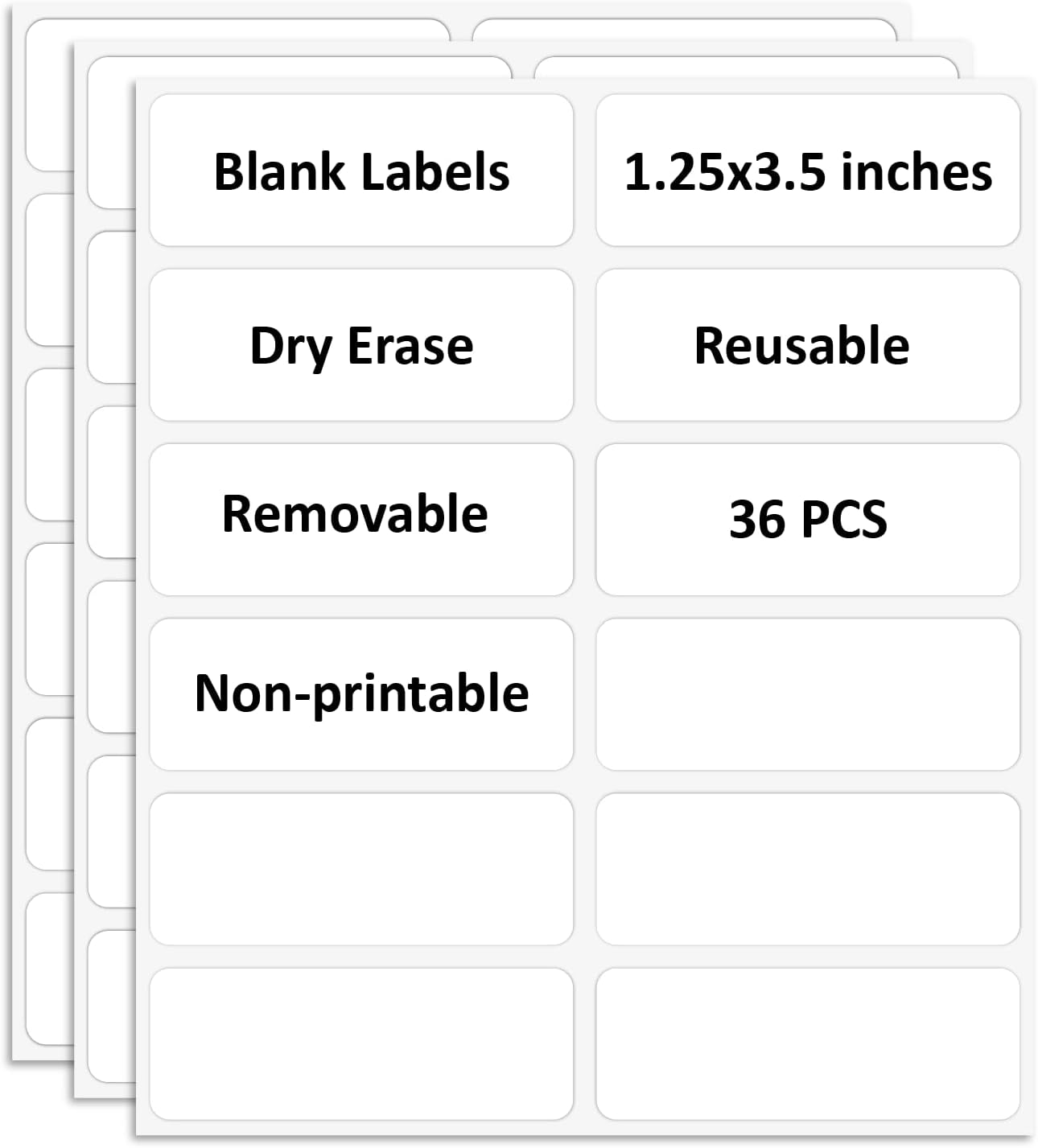 SVNOOC Multi-Use Removable Dry Erase Labels Stickers, White, Reusable Sticky Notes for Kitchen Office School All Purpose Use(1.25 * 3.5 inches White)