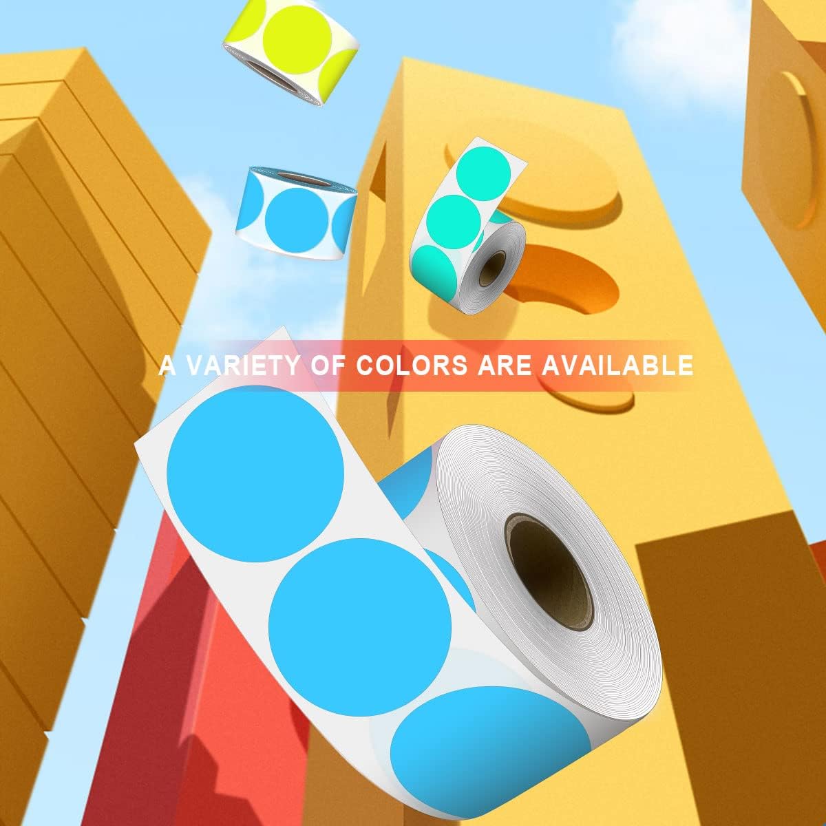 PARLAIM 3 Inch Round Color Code Dot Sticker, 500pcs Sky Blue Inventory Color Coding Circle Labels in Dispenser Box