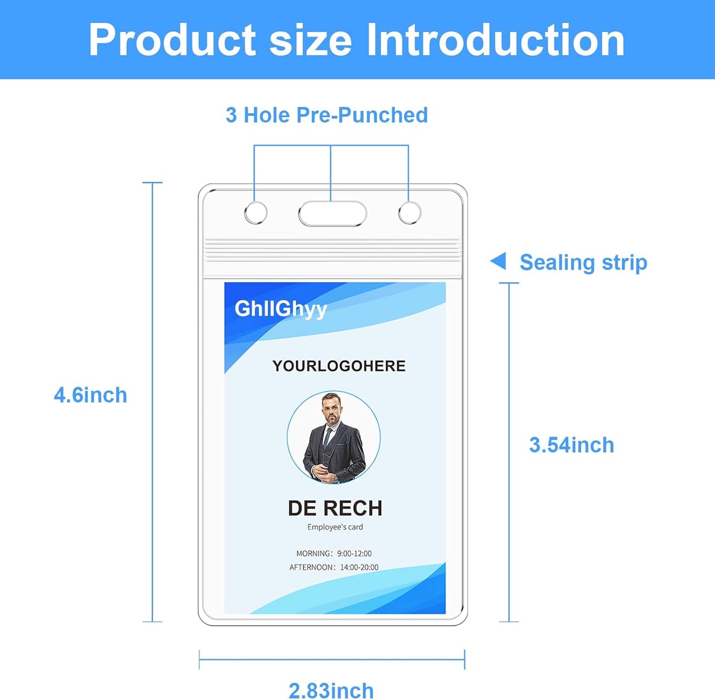 20 Pack Extra Thick Name Badge Holders, Heavy Duty & Sealable Waterproof Vertical ID Badge Holders, Durable Clear PVC Plastic Badge Sleeve for Credit Card/Shcool Work Badge/Room Key/RFID