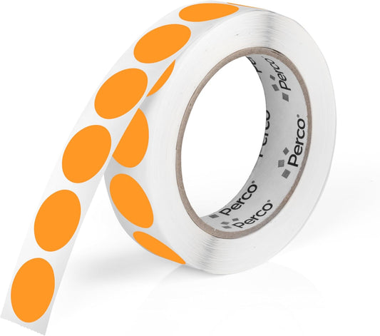 Perco Fluorescent Orange 1-Inch Round Circle Dot Sticker Labels with Easy Peel Perforation - 1,000 Labels per Roll - Strong Adhesion, Vibrant Colors for Organizing, Crafting & More - Made in USA