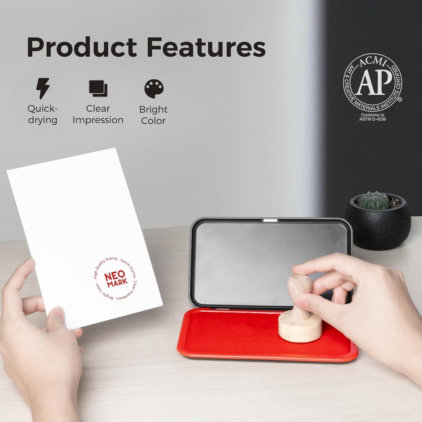 Large Stamp Pad - 3.50"x 6.25", Magnetic Lid, Premium Quality Felt Stamp Pad (Red)