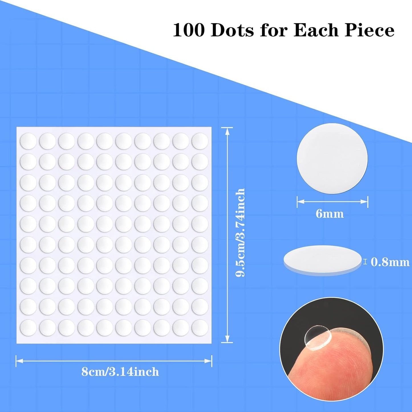 1500 Pieces Double Sided Adhesive Dot Clear Sticky Tack Removable Stickers Acrylic Round Putty No Traces Sticky Putty Waterproof Sticky Dot for Craft DIY Art Office Supplies (6mm, 1500)