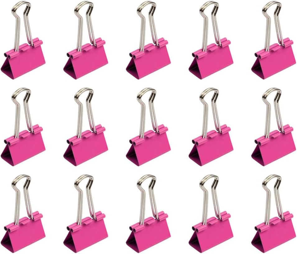 JAM PAPER Colorful Binder Clips - Medium - 1 1/4 Inch (32 mm) - Pink Binderclips - 15/Pack