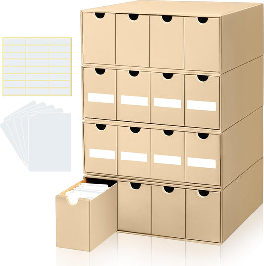 Cholemy Trading Card Storage Box 15000+ with 70 Cardboard Storage Divider, Label Sticker for Collection Compatible with TCG, Sport Cards(4 Row, 4 in A Row,Yellow)