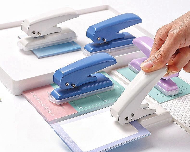 Single Hole Punch, 40 Sheets Punch Capacity Hole Puncher Heavy Duty Hole Puncher Single Small Hole Punch One Hole Puncher for Crafts Paper Cards Tags Scrapbook-1/4 inch Hole, Blue