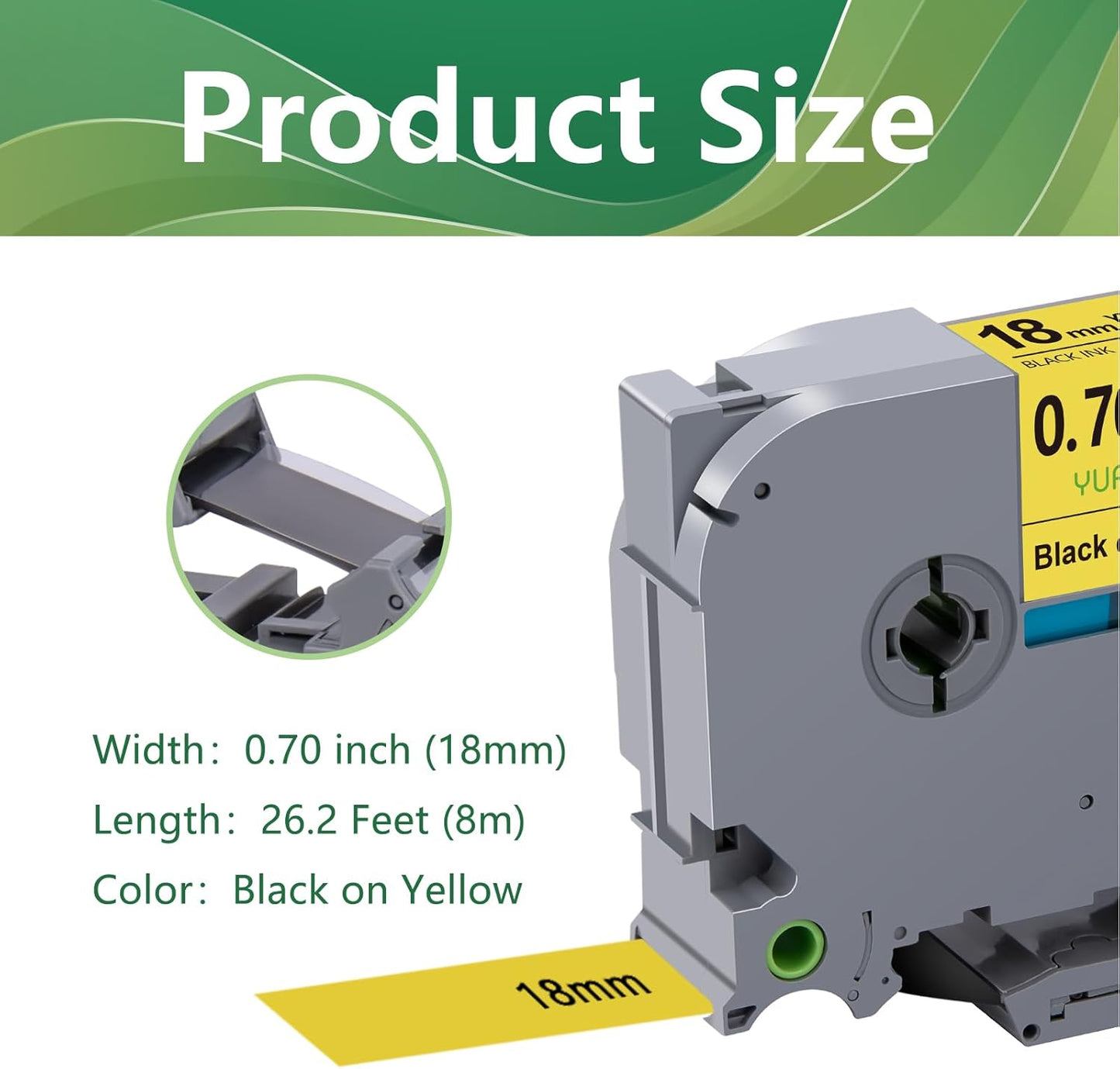 TZe-641 18mm TZe TZ Yellow Tape Compatible with Brother P Touch Label Maker Tape TZ-641 TZe641 TZ641 Label Tape 18mm 0.7 Laminated Black on Yellow for PT-D400AD PT-D610BT Printer, 3-Pack