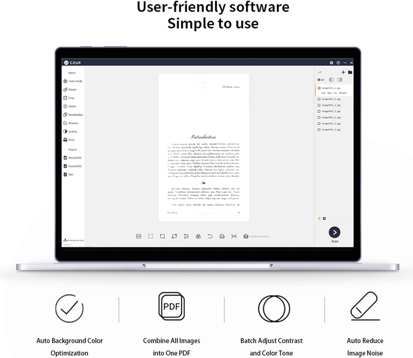 CZUR Aura Pro Portable Book Scanner, A3 Document Scanner, Auto-Flatten & Fingerprint Removal Technologies, Multi-Language OCR, 90° Foldable, for Mac & Windows