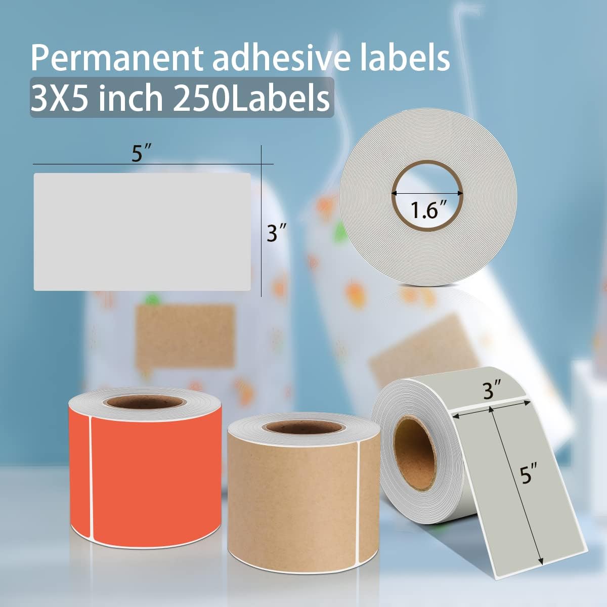 PARLAIM 3 X 5 Inch Rectangle Adhesive Color Coding Stickers,Square Grey Inventory Stickers -250 Per Dispenser Box（Grey）