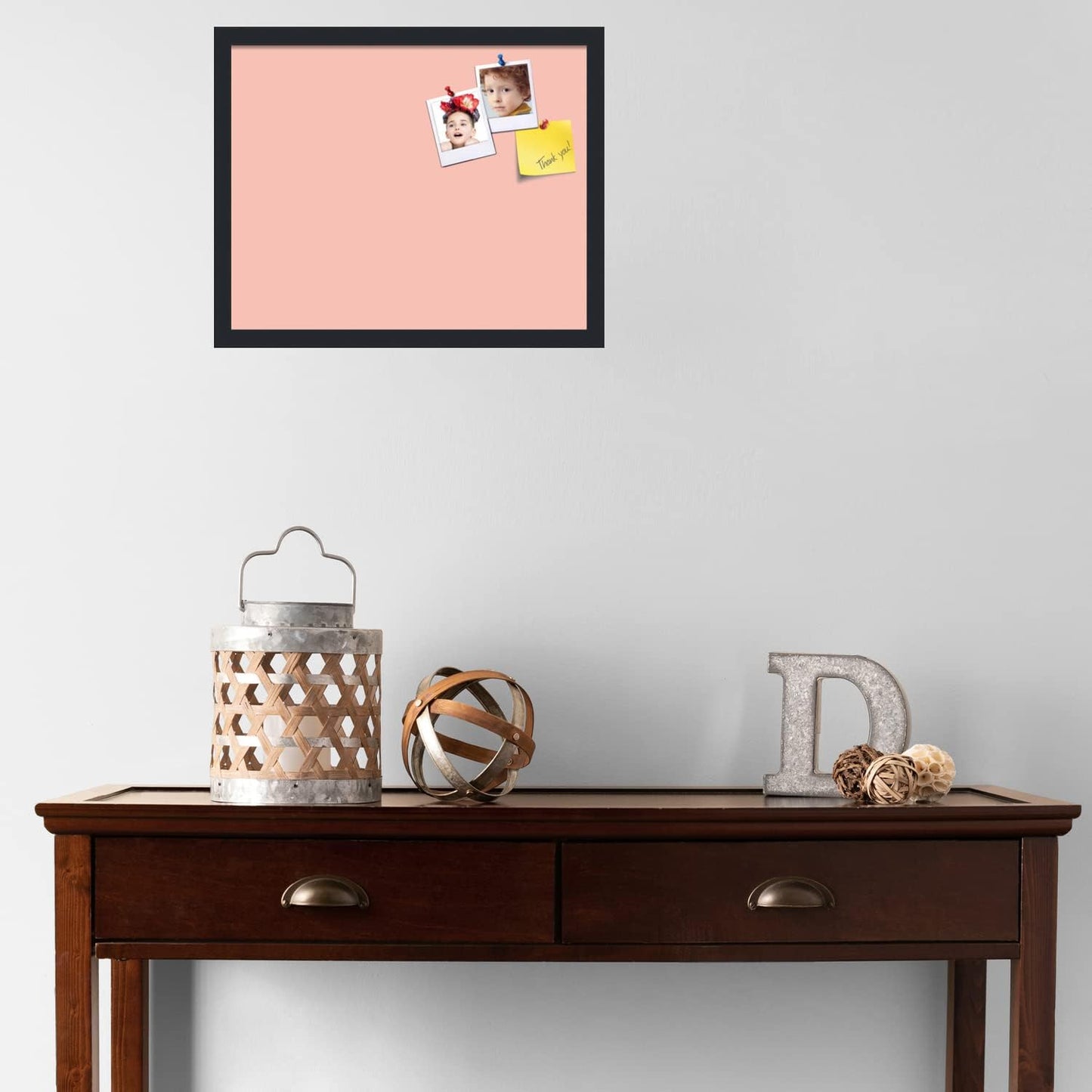 PinPix 20x16 Inch Cork Bulletin Board. This Decorative Framed Pin Board Comes with Pink Pastel Design and a Satin Black Frame. Ideal for Home Office Decor or Message Board (PinPix-1813)