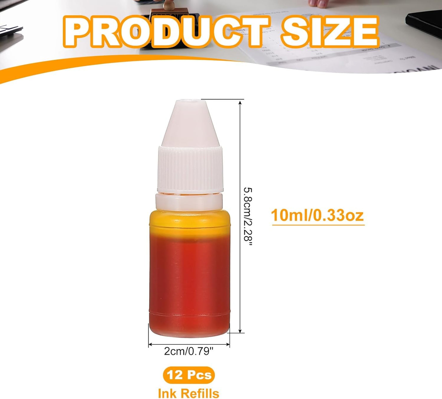PATIKIL 0.33oz Refill Ink for Stamps and Ink Pads, 12Pcs 10ml Stamp Pad Ink Refill for Office Stamp Self Inking Stamp Date Stamp Scrapbooking, Yellow