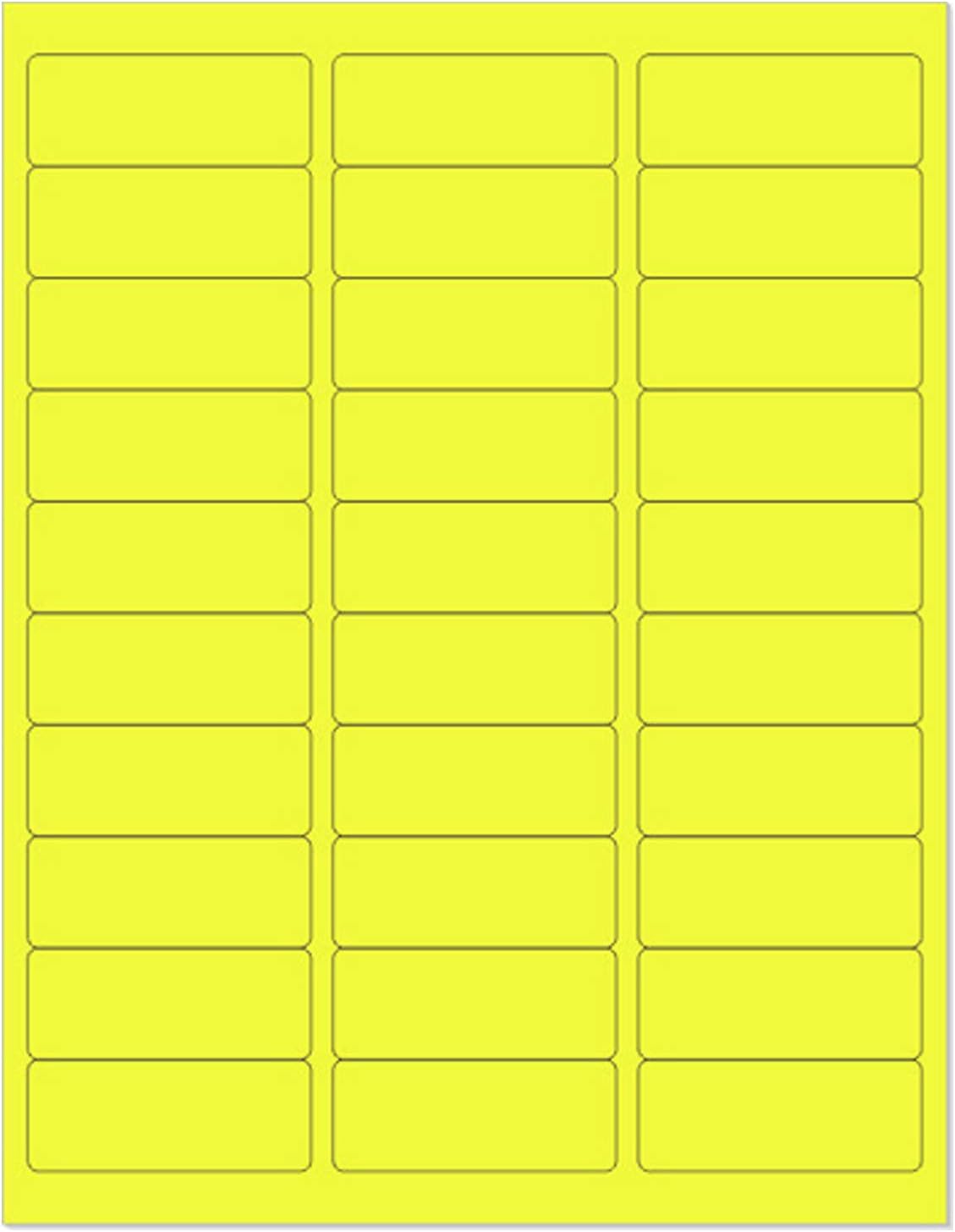 NextDayLabels - 8-1/2 x 11" Neon Color High Light Fluorescent Labels for Laser & Inkjet Printer (Yellow Fluorescent, 1" x 2-5/8" - 30 Per Page | 750 Labels)