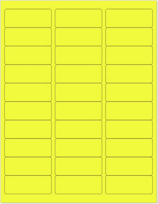 NextDayLabels - 8-1/2 x 11" Neon Color High Light Fluorescent Labels for Laser & Inkjet Printer (Yellow Fluorescent, 1" x 2-5/8" - 30 Per Page | 3000 Labels)