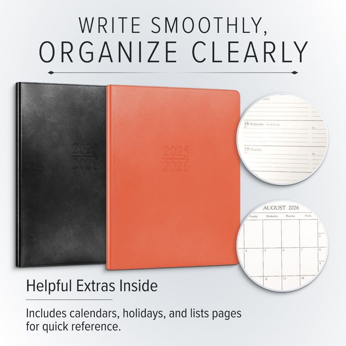 Gallery Leather Academic Planner 2025-2026, Teacher and Student Weekly Monthly Planner, Elegantly Bound Calendar with Gold-Gilded Page Edges, 18 Months - Acadia Cactus - 9x7"