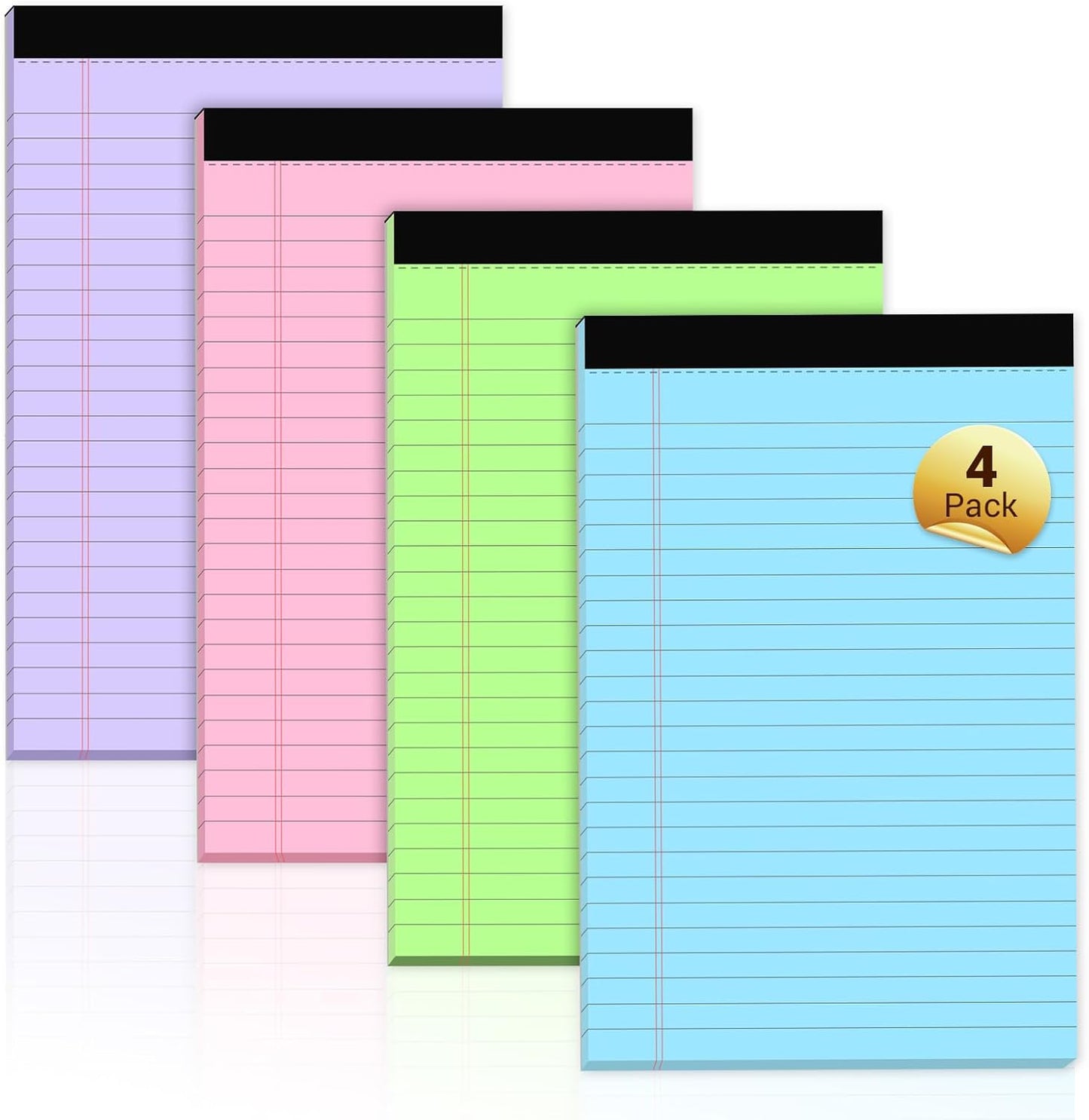 Legal Pads 5x8 Colored Note Pads, 4 Pack College Ruled Notepads 5x8 Lined Paper, Colored Notebook Paper Writing Pads 30 Sheets per Colored Paper Small Legal Pads 5x8 for Home Office School Supplies