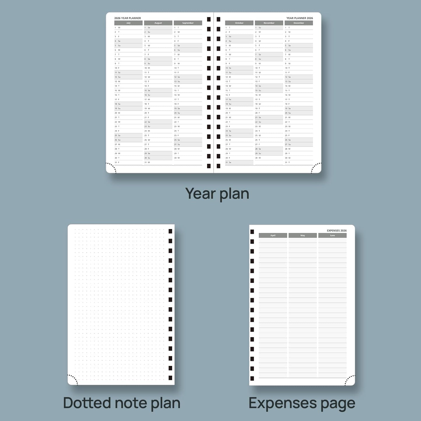 POPRUN 2026 Daily Planner One Page A Day - [8.5" x 5.75" Wire-Bound Hard Cover] Agenda 2026 Hourly Appointment Book with Monthly Calendar, Inner Pocket, Ivory Paper - Violet