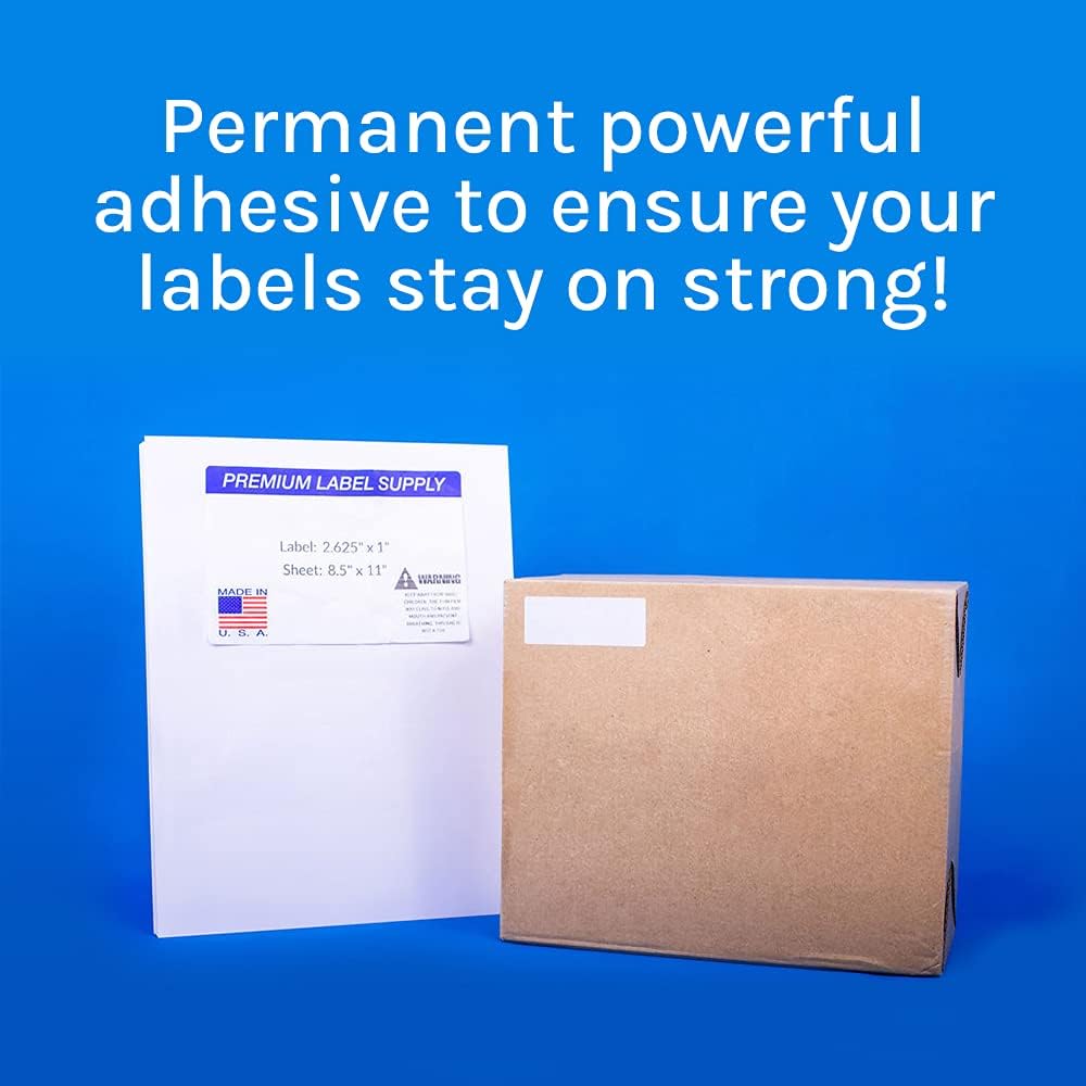 Premium Label Supply White Address Sticker Labels – 2.625" x 1" – Laser/Inkjet Compatible – (30 per Sheet), 25 Sheets - 750 Total Adhesive FBA Labels