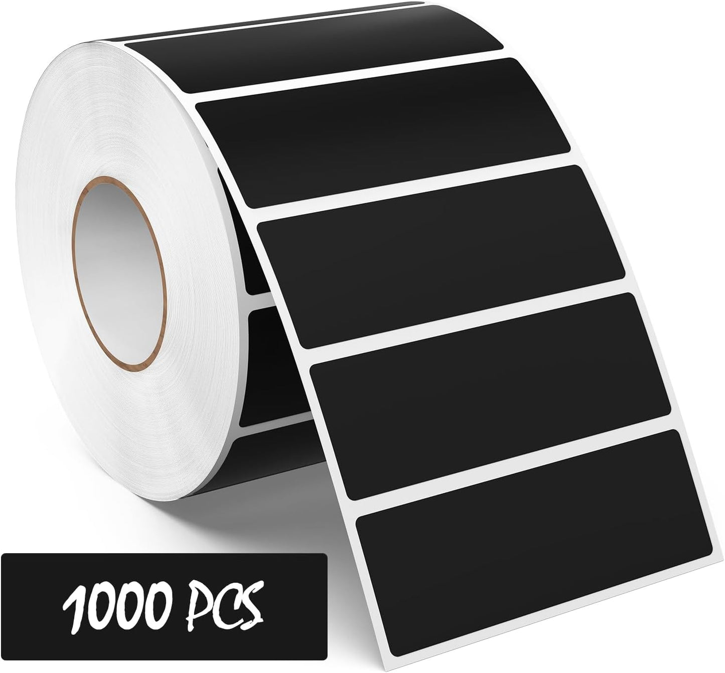 Black Rectangle Color Coding Labels 3 × 1 Inches, Self-Adhesive Writable Waterproof Vinyl Blank Sticker Roll for Office Home School Business 1000 PCS