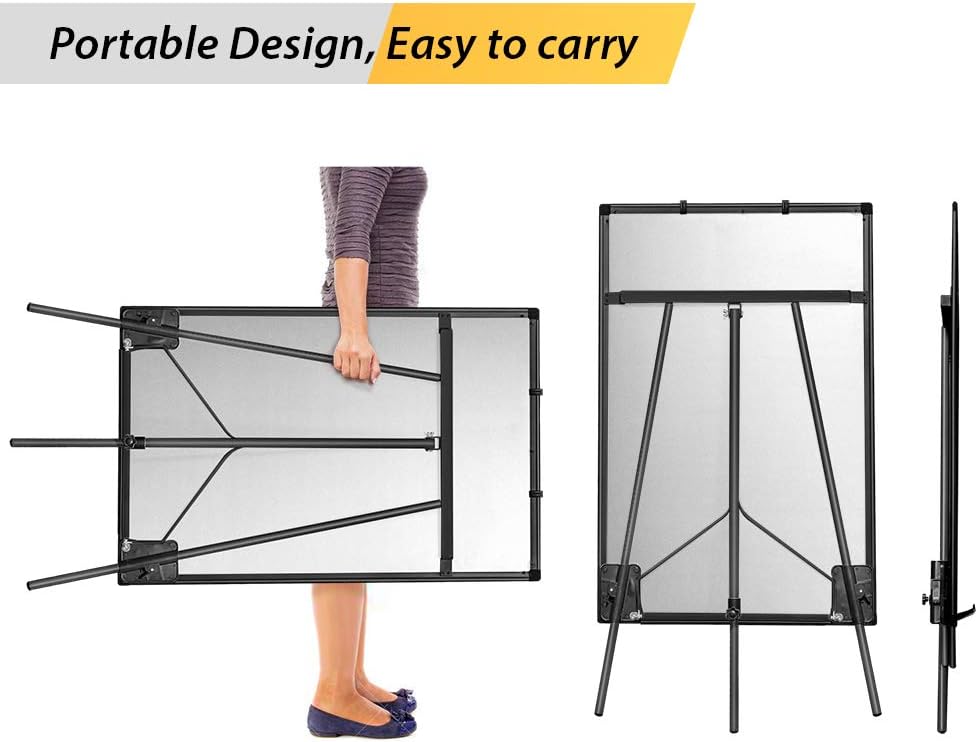 Easel Whiteboard - Black Magnetic Portable Dry Erase 40 x 28 Tripod Height Adjustable, Flipchart Easel Stand White Board for Office