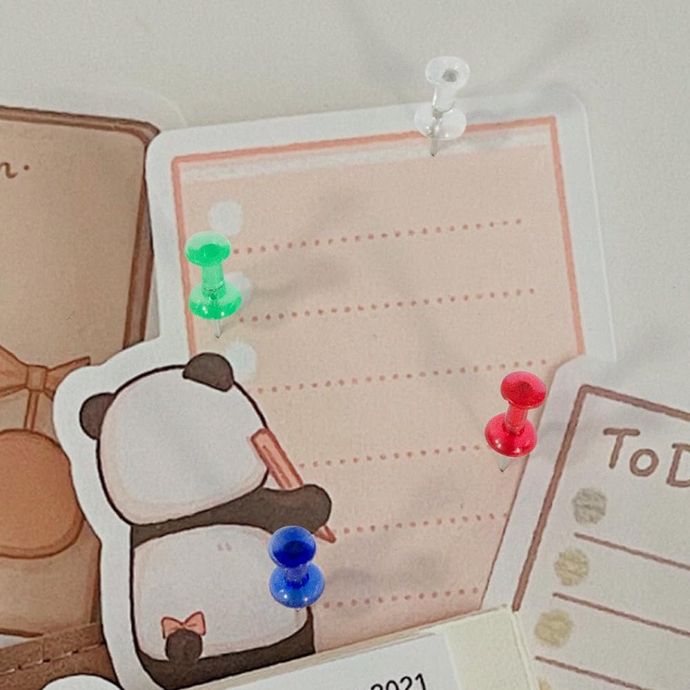 100 Pack Push Pins Tacks, Clear Plastic Head, Steel Point,Thumb Tacks for Bulletin Board,Stick Pins Thumb Tacks for Cork Board Wall Hangings (100, Colorful)