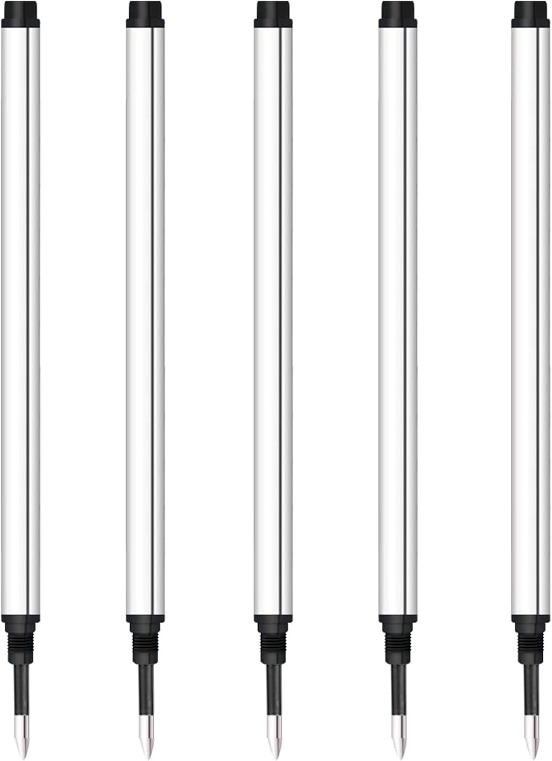 DunBong Spiral Refill, Replaceable Gel Ink Rollerball Refills 5 Pack, 0.5mm Medium Point, Threaded Rolling Ball Refills (Red)