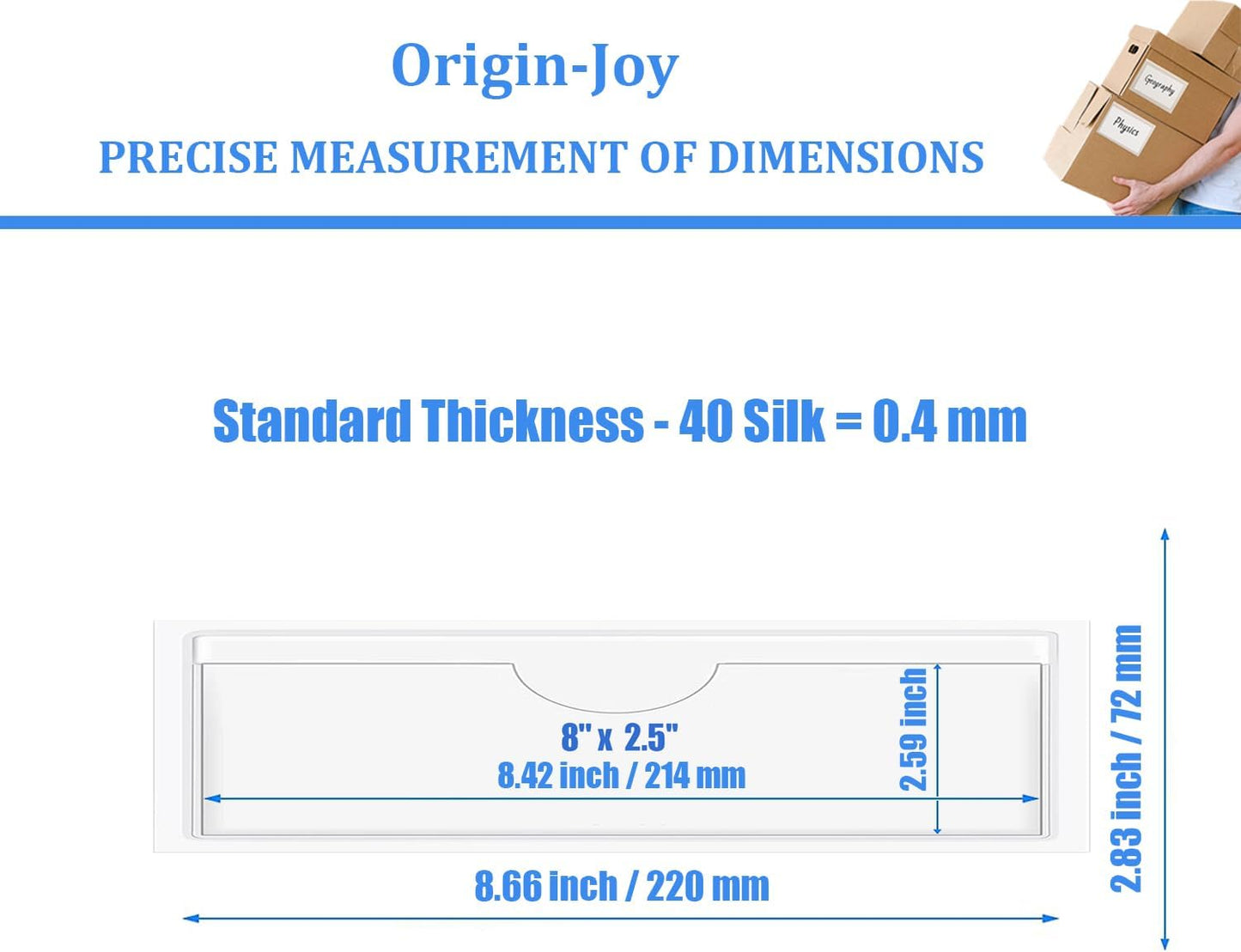 Origin-Joy 35 PCS Self Adhesive Index Card Pockets with Top Open, Clear Plastic Label Holder for Cards of Note, Library and Business, Adhesive Label Pockets & Card Holder (8 x 2.5 inch)