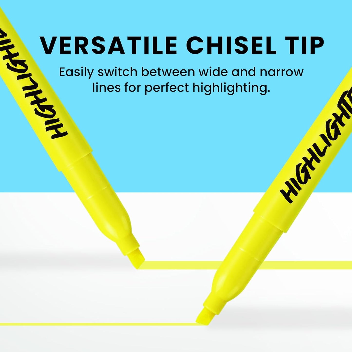 Taja 96 Pack Yellow Highlighters Bulk, Chisel Tip Highlighters Markers Set with No Bleed Ink, Perfect for School & Office Supplies