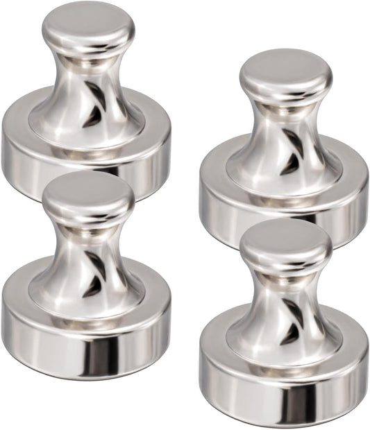 Heavy Duty Magnetic Push Pins - Refrigerator & Whiteboard Magnets, Pack of 4
