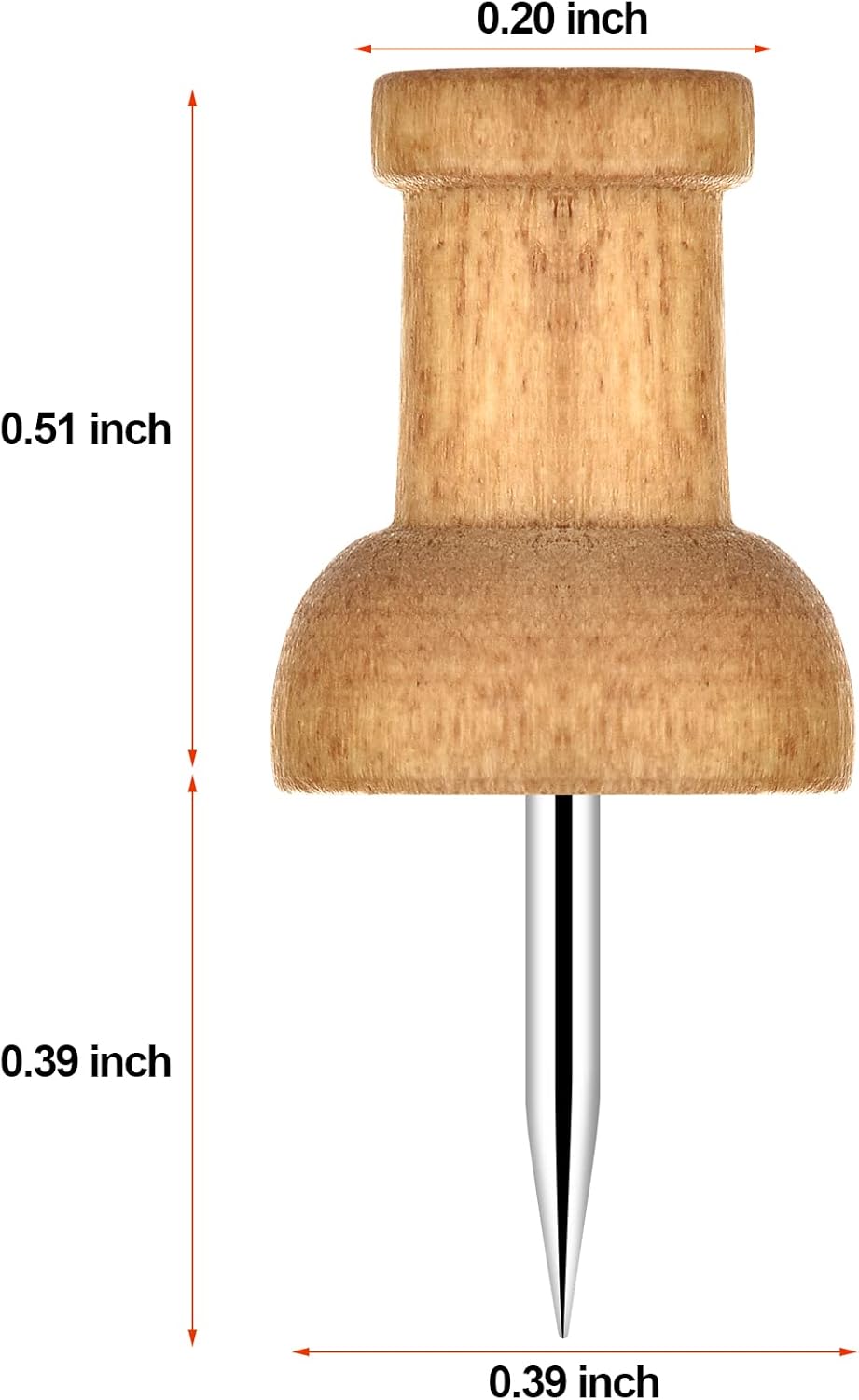 100Pcs Wood Push Pins, Thumb Tacks for Decorative, Wooden Pins and Tacks, Cork Board Thumbtacks, Cute Thumbtack for Wall and Bulletin Board, Map Pins