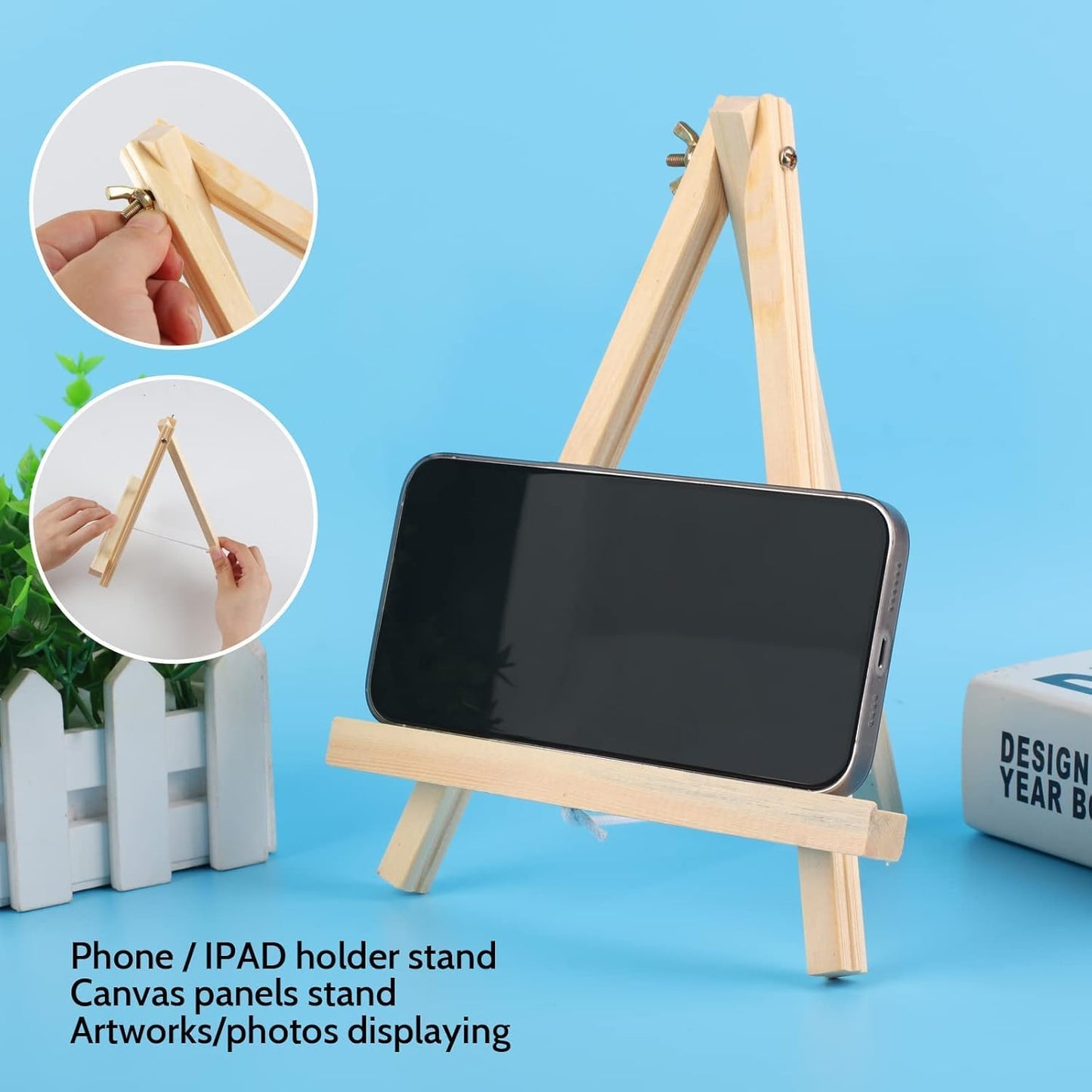 14 Pack 9 Inch Wood Easel, Painting Party Easel, Kids Student Tabletop Easels for Painting, Portable Canvas Photo Picture Sign Holder Tripod Painting Easels for Art & Crafts