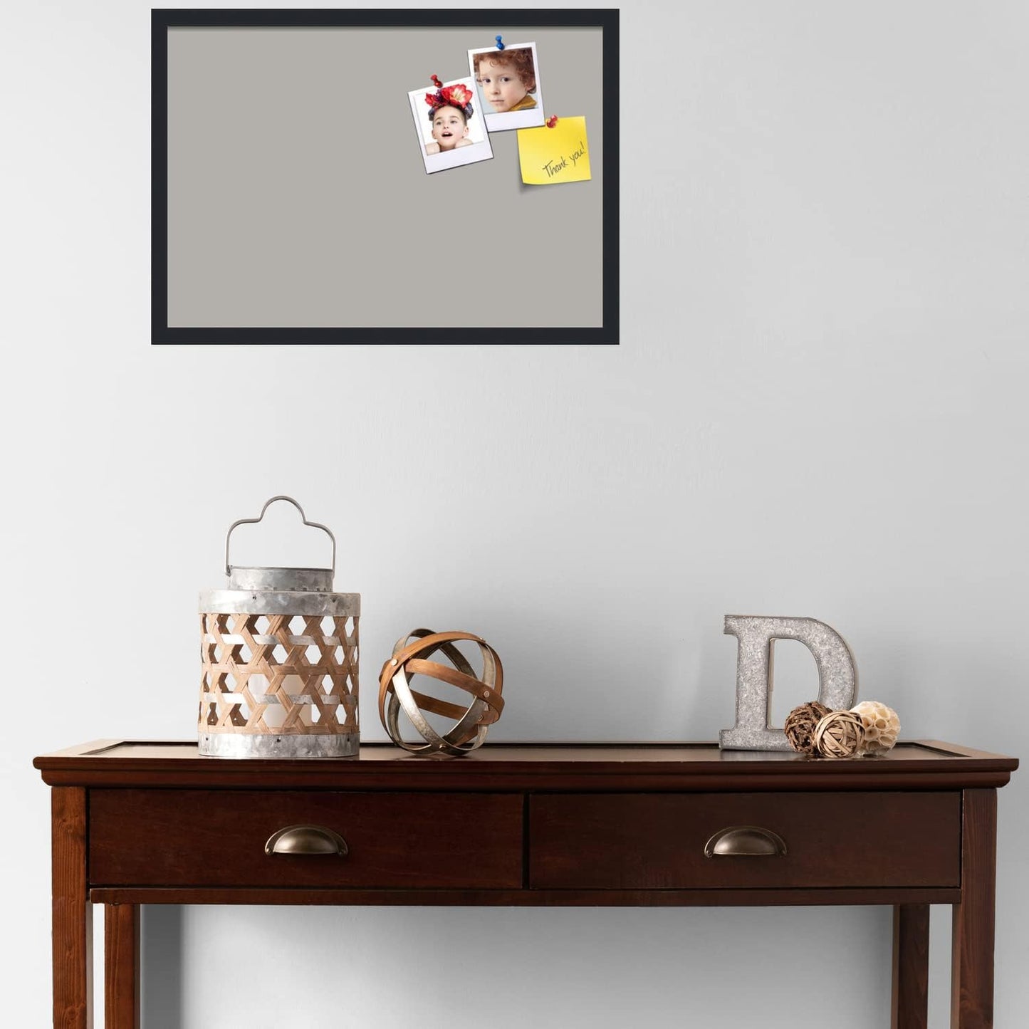PinPix 26x18 Inch Cork Bulletin Board. This Decorative Framed Pin Board Comes with Dark Stone Design and a Satin Black Frame. Ideal for Home Office Decor or Message Board (PinPix-1808)