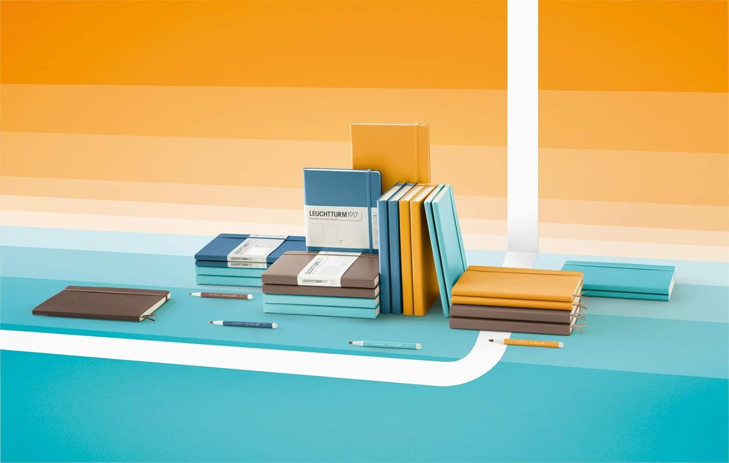 LEUCHTTURM1917 - Notebook Hardcover Medium A5-251 Numbered Pages for Writing and Journaling (Rising Sun, Squared)