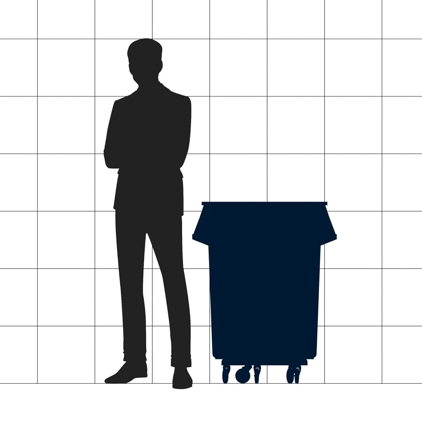 55 Gallon Blue Round Commercial Trash Can with Lid and Dolly