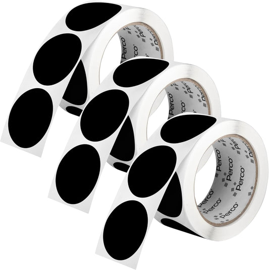 Perco Black 2-Inch Round Circle Dot Sticker Labels - Multi-Roll Pack (3 Rolls, 500 Labels Each) - Permanent Adhesive, Vibrant Colors, Strong Hold - Perforated for Easy Use - Made in USA