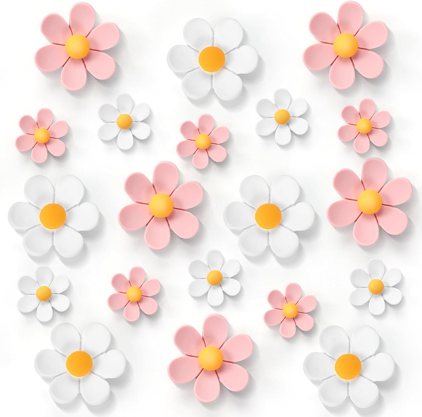 20Pcs Cute Fridge Magnets,2 Colors Cute Magnets, Pink 3D Flower Fridge Magnet, Resin Decorative Magnet for Refrigerator Locker Whiteboard Office Kitchen(10 Small+10 Medium)