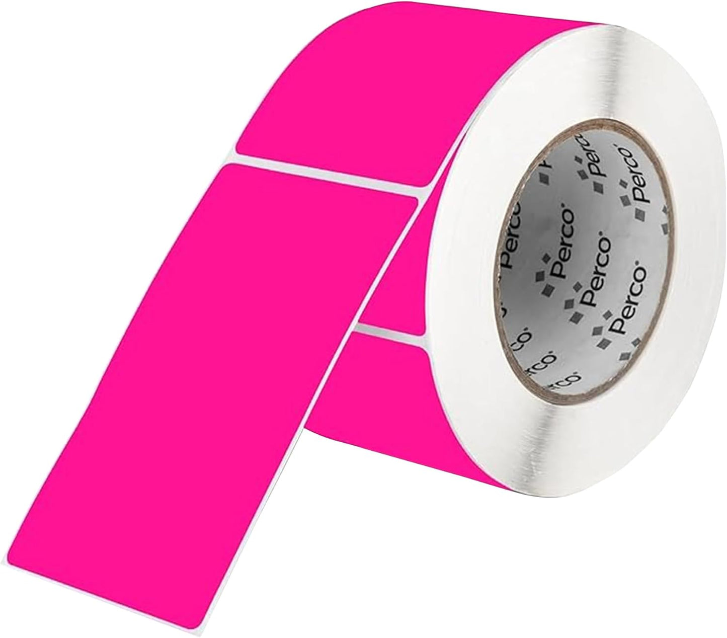 Perco Fluorescent Pink Labels 3x5 Inch 500 Stickers/Roll with Easy Peel Perforation and Strong Adhesion for Inventory Management, Color Coding, Moving Boxes, Retail, Organizing & Crafts – Made in USA